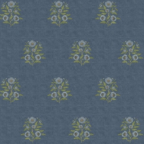 Alscot Fabric - Indigo by blue botanical cotton fabric from Chess