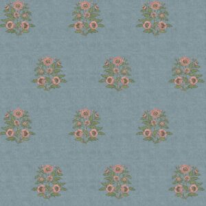 blue botanical cotton fabric from Chess