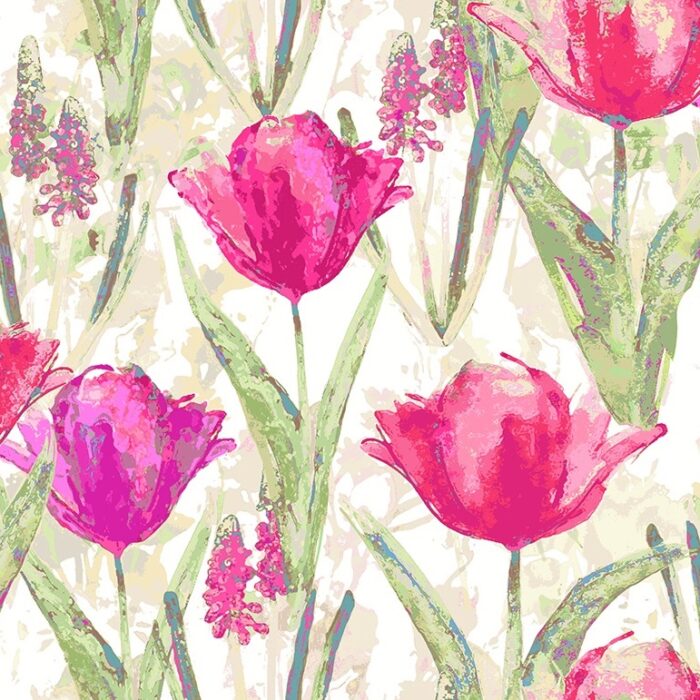 Tulips Fabric - Fuchsia swatch