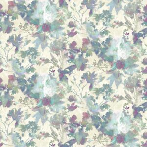 blue botanical cotton fabric from Chess