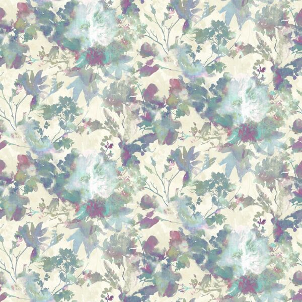 blue botanical cotton fabric from Chess