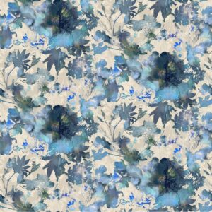 blue botanical cotton fabric from Chess
