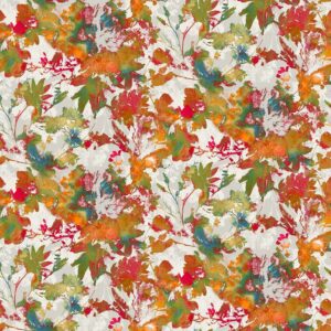 orange botanical cotton fabric from Chess