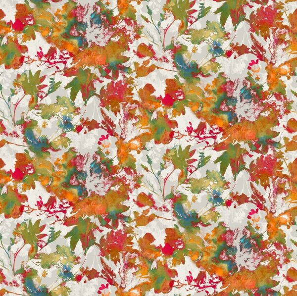 Aurora Fabric - Spice by orange botanical cotton fabric from Chess