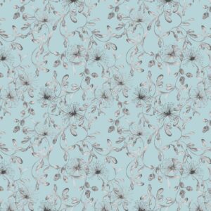blue botanical cotton fabric from Chess