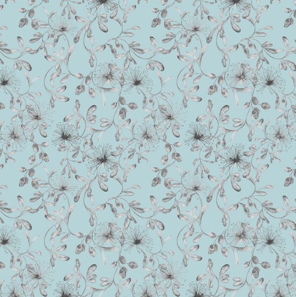 blue botanical cotton fabric from Chess