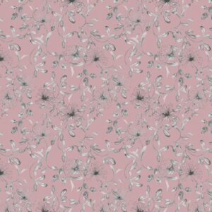 pink botanical cotton fabric from Chess