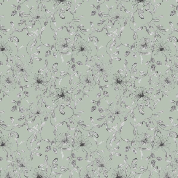 Celeste Fabric - Sage by green botanical cotton fabric from Chess