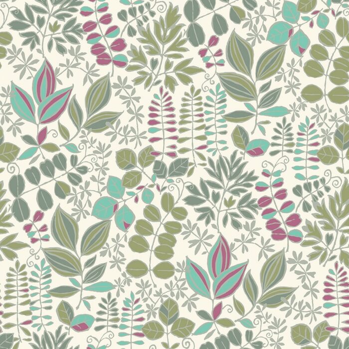 Copse Fabric - Olive Fuchsia swatch