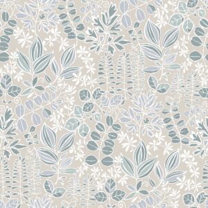 blue botanical cotton fabric from Chess
