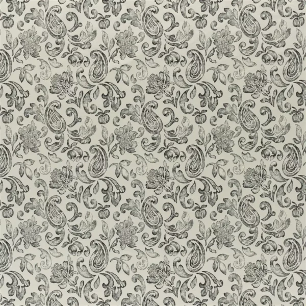 Cynthia Fabric - Slate by black-grey traditional jacquard fabric from William Yeoward