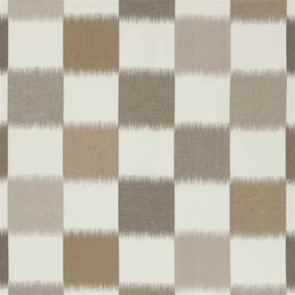 Orisso Fabric - Biscuit by brown checked voile-sheer fabric from William Yeoward