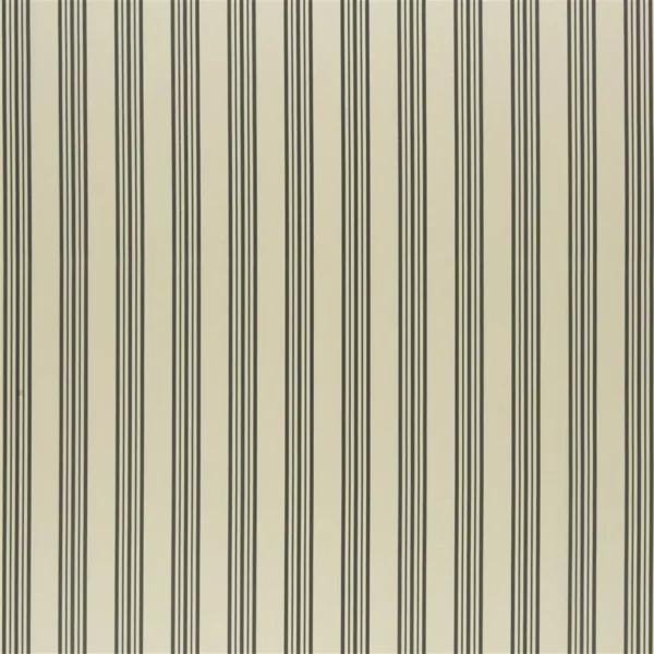 Thiva Fabric - Slate by black-grey striped silk-satin fabric from William Yeoward