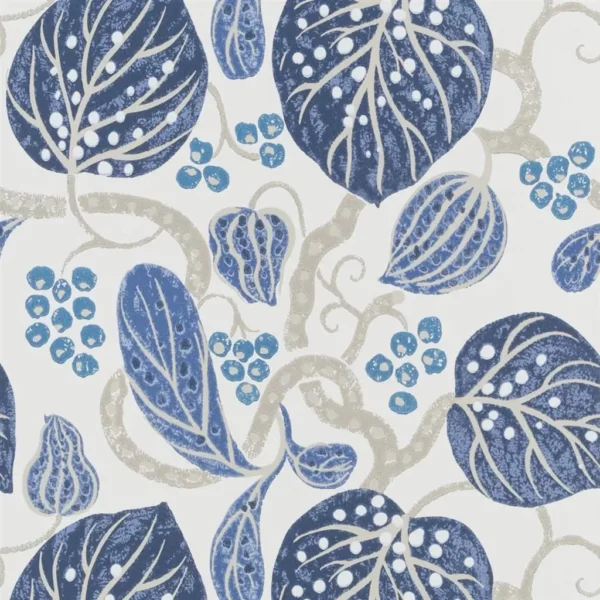 blue botanical wallpaper from william yeoward