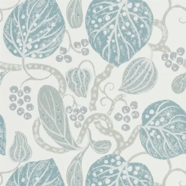 blue botanical wallpaper from william yeoward