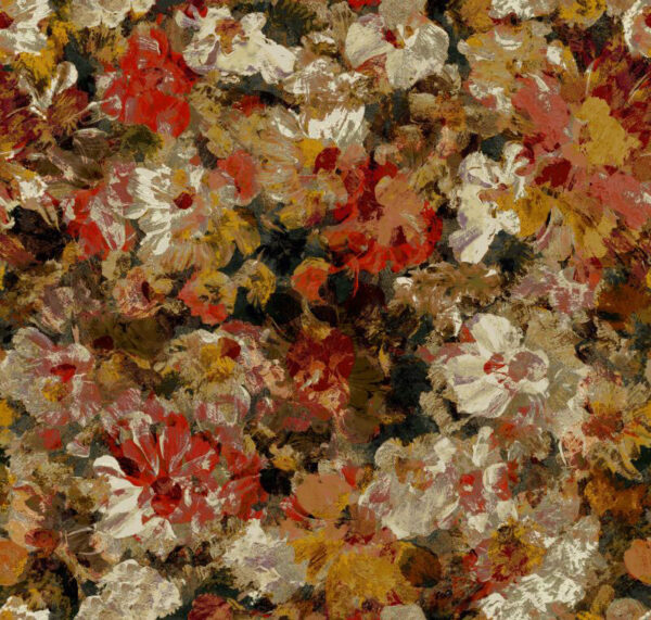 Camille Fabric - Autumn by orange botanical velvet-chenille fabric from Art of the Loom