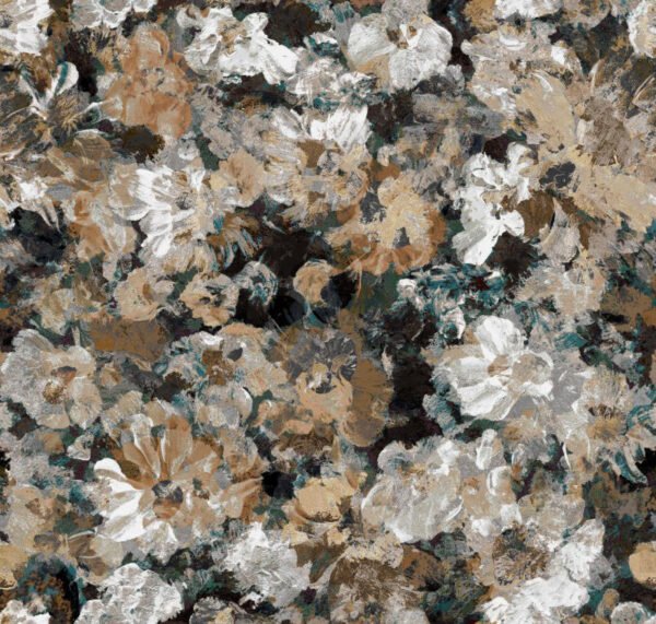 Camille Fabric - Winter by brown botanical velvet-chenille fabric from Art of the Loom