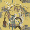 yellow botanical silk-satin fabric from Art of the Loom