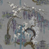 blue botanical silk-satin fabric from Art of the Loom