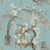blue botanical silk-satin fabric from Art of the Loom