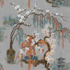 blue botanical silk-satin fabric from Art of the Loom
