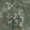 green botanical silk-satin fabric from Art of the Loom