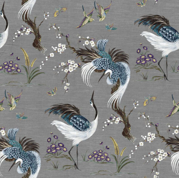 Mamoritai Col Fabric - 3 by blue animal silk-satin fabric from Art of the Loom