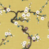 yellow botanical silk-satin fabric from Art of the Loom