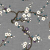 blue botanical silk-satin fabric from Art of the Loom