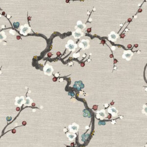 neutral botanical silk-satin fabric from Art of the Loom