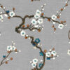blue botanical silk-satin fabric from Art of the Loom