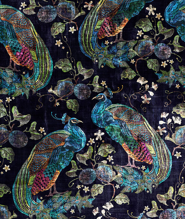 Peacock Opulence Fabric - Navy swatch
