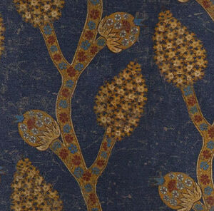 blue botanical silk-satin fabric from Art of the Loom