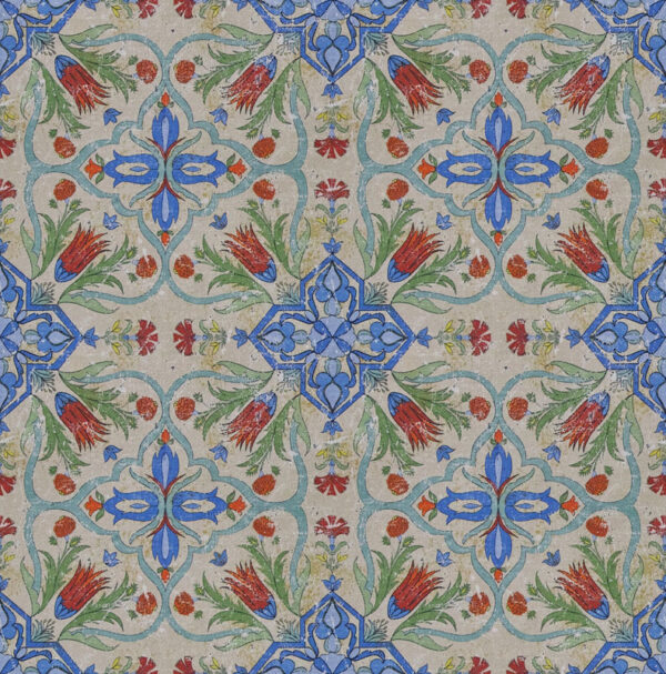 blue botanical silk-satin fabric from Art of the Loom