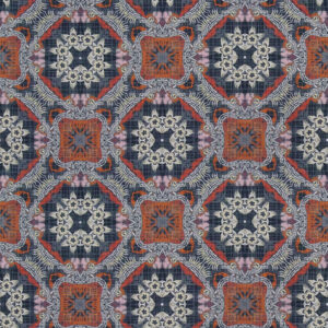 blue geometric silk-satin fabric from Art of the Loom