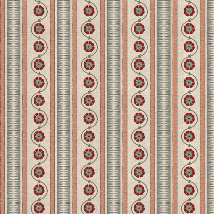 Indira Stripe Fabric - Taupe / Cinnamon swatch