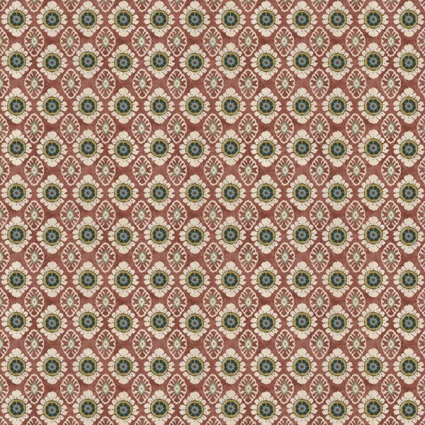 Maya Fabric - Cinnamon by red spotted printed fabric from Chess