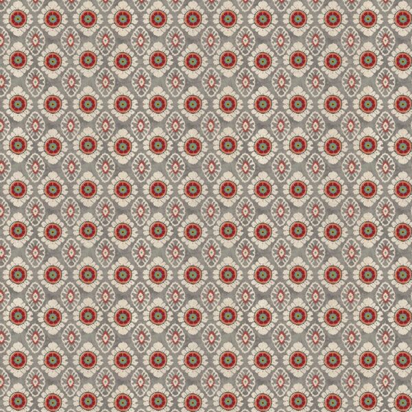 Maya Fabric - Taupe by red spotted printed fabric from Chess