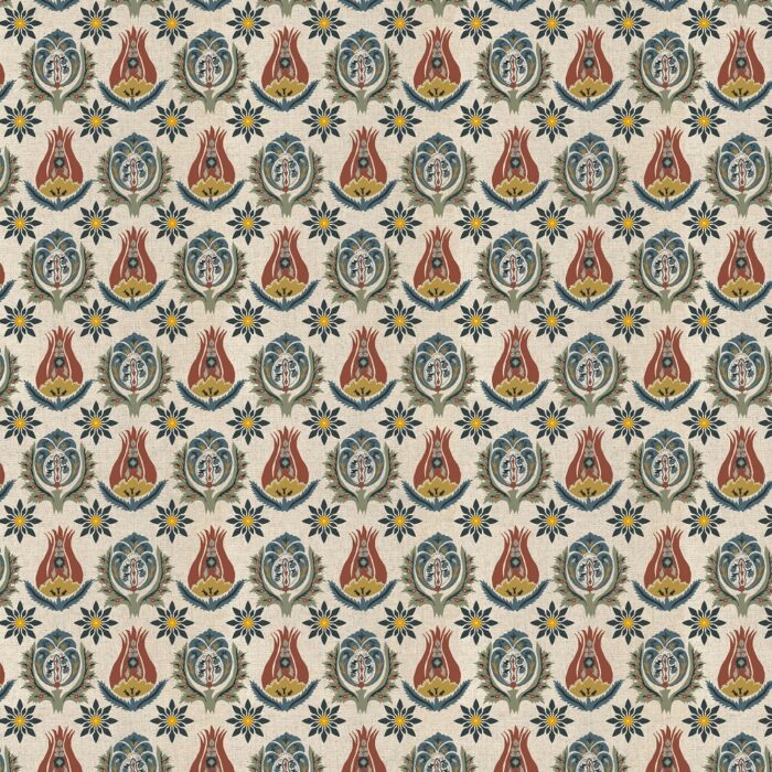 Talia Fabric - Denim / Cinnamon swatch