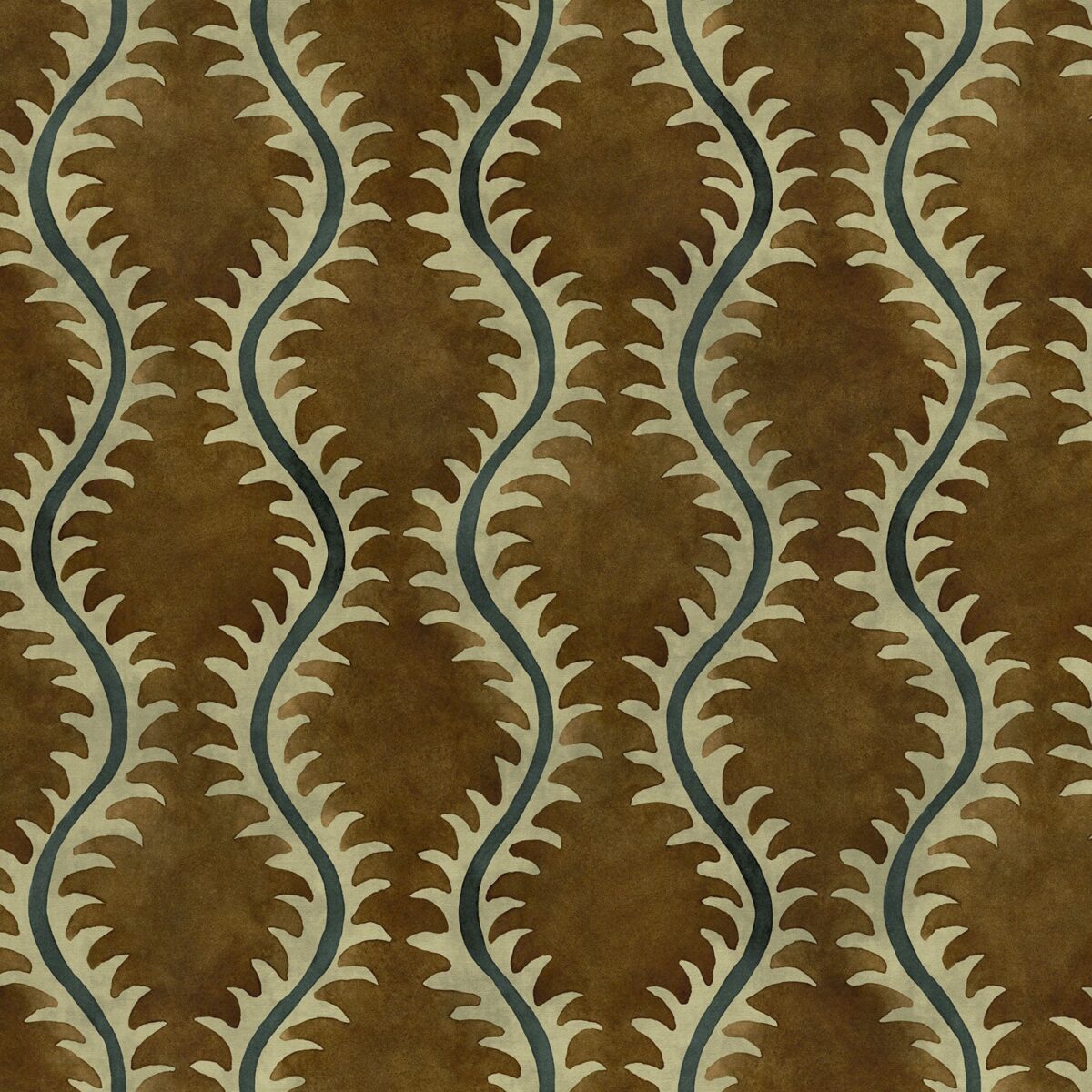 Helter Skelter Fabric - Umber by brown contemporary velvet-chenille fabric from Linwood Fabrics
