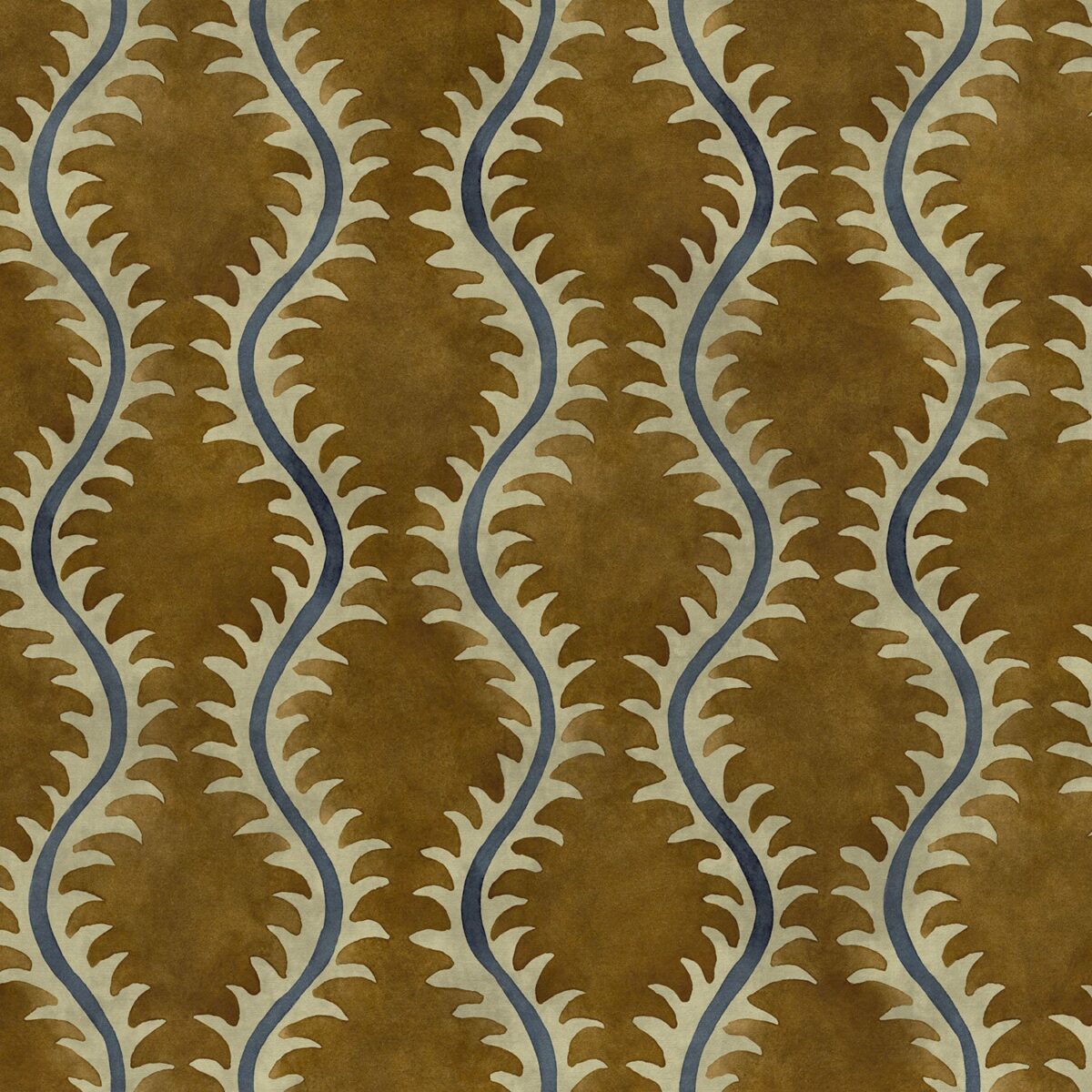 Helter Skelter Fabric - Turmeric by brown contemporary velvet-chenille fabric from Linwood Fabrics