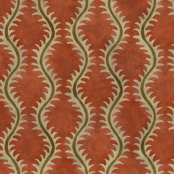 Helter Skelter Fabric - Coral by red contemporary velvet-chenille fabric from Linwood Fabrics