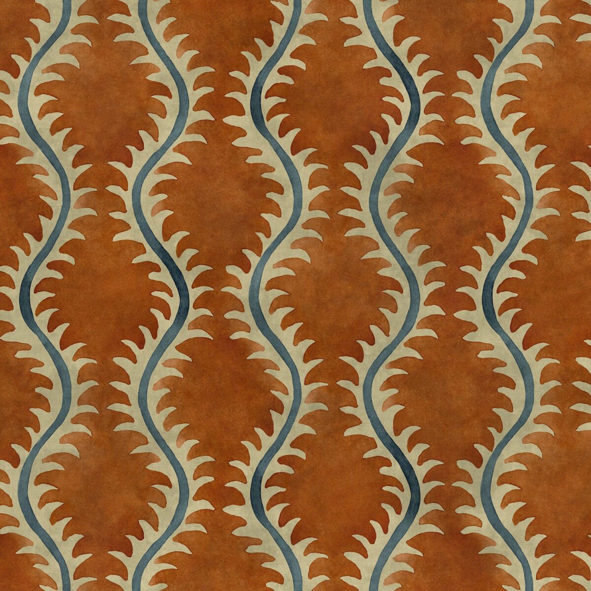 Helter Skelter Fabric - Paprika by orange contemporary velvet-chenille fabric from Linwood Fabrics