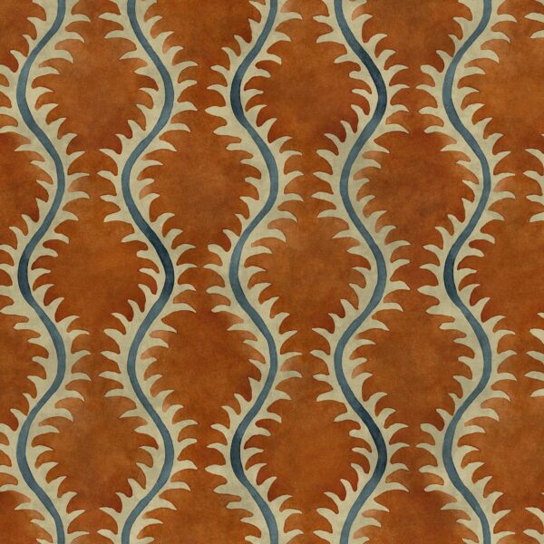 Helter Skelter Fabric - Paprika by orange contemporary velvet-chenille fabric from Linwood Fabrics