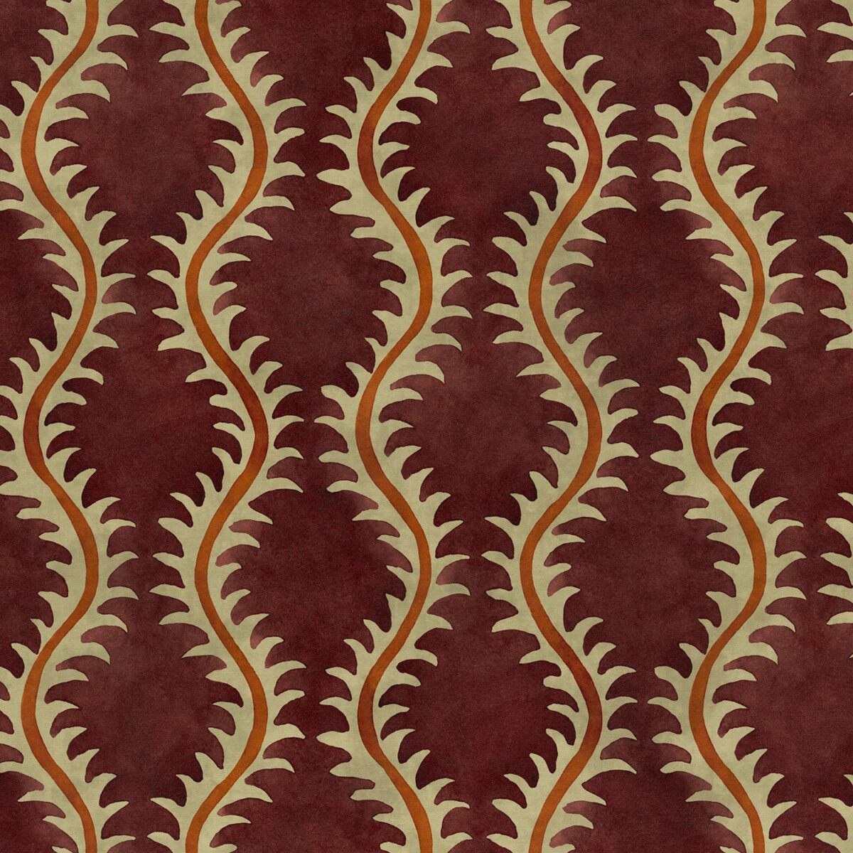 red contemporary velvet-chenille fabric from Linwood Fabrics