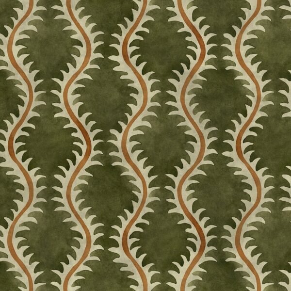 Helter Skelter Fabric - Moss by green contemporary velvet-chenille fabric from Linwood Fabrics