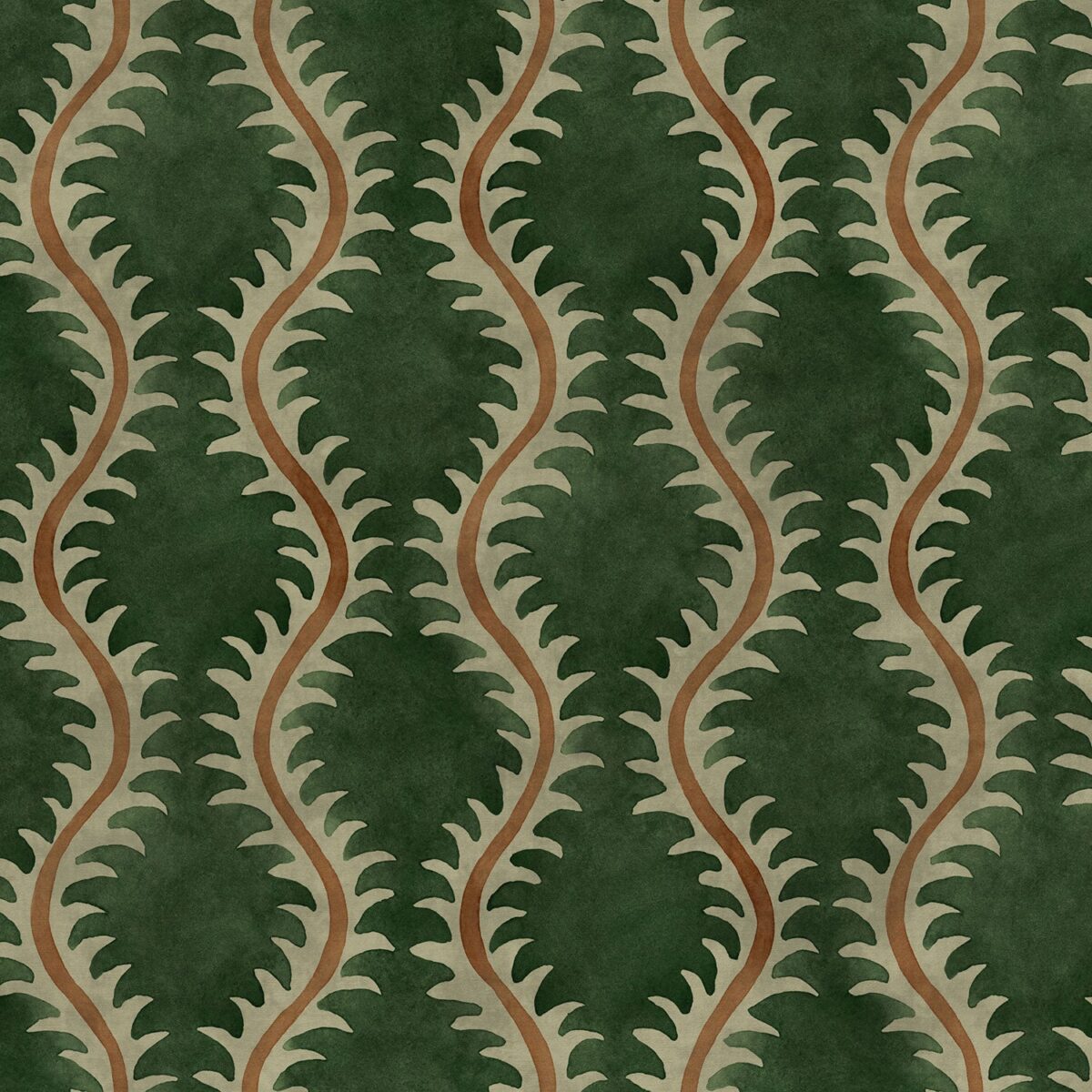Helter Skelter Fabric - Forest by green contemporary velvet-chenille fabric from Linwood Fabrics