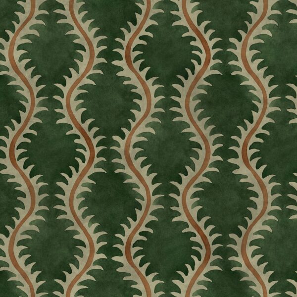 Helter Skelter Fabric - Forest by green contemporary velvet-chenille fabric from Linwood Fabrics