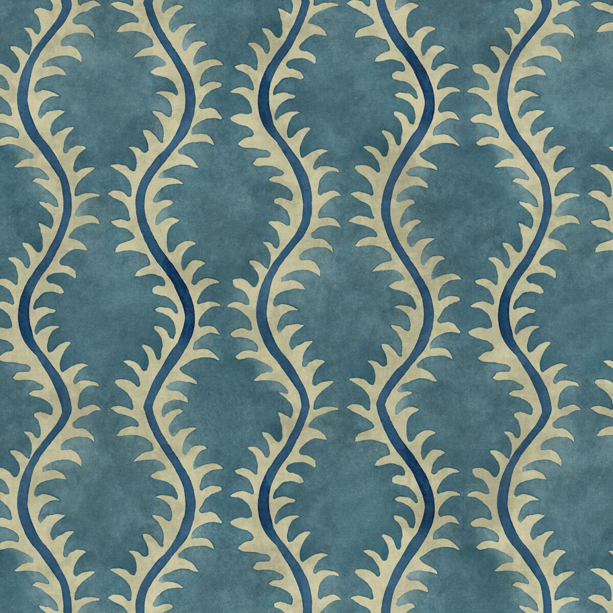 Helter Skelter Fabric - Ocean by blue contemporary velvet-chenille fabric from Linwood Fabrics