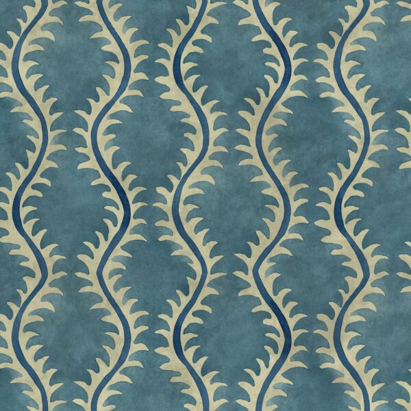 Helter Skelter Fabric - Ocean by blue contemporary velvet-chenille fabric from Linwood Fabrics